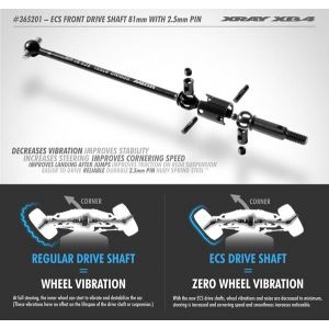 ECS FRONT DRIVE SHAFT 81MM WITH 2.5MM PIN - HUDY SPRING STEEL - SET, X365201