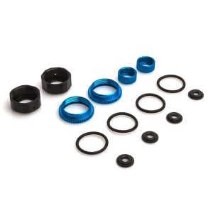 Aluminium upper/lower Shock Cap + Tension Ring (4pcs) - S10, 122560