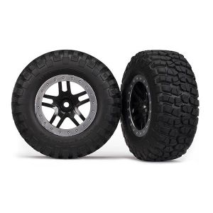 Tires & wheels, assembled, glued (SCT Split-Spoke, black, sa, TRX5883