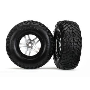 Tires & wheels, glued on SCT Satin hrome wheels TSM S1 compo, TRX6892R
