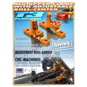 T3 Alu Upper Clamp With Adj. Roll-Center (L+R) - Orange, X302028-O