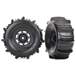 Tires and wheels, assembled, glued (Desert Racer wheels, paddle tires, foam inse