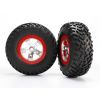 Tires & wheels, assembled, glued (SCT satin chrome red beadl, TRX5873R