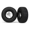 Tire & wheel assy, glued (SCT Split-Spoke, satin chrome whee, TRX5877
