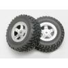 Tires and wheels, assembled, glued (SCT satin chrome wheels,, TRX7073