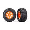 Tires & wheels, assembled, glued (X-Maxx orange wheels, Maxx AT tires, foam inse, TRX7772T