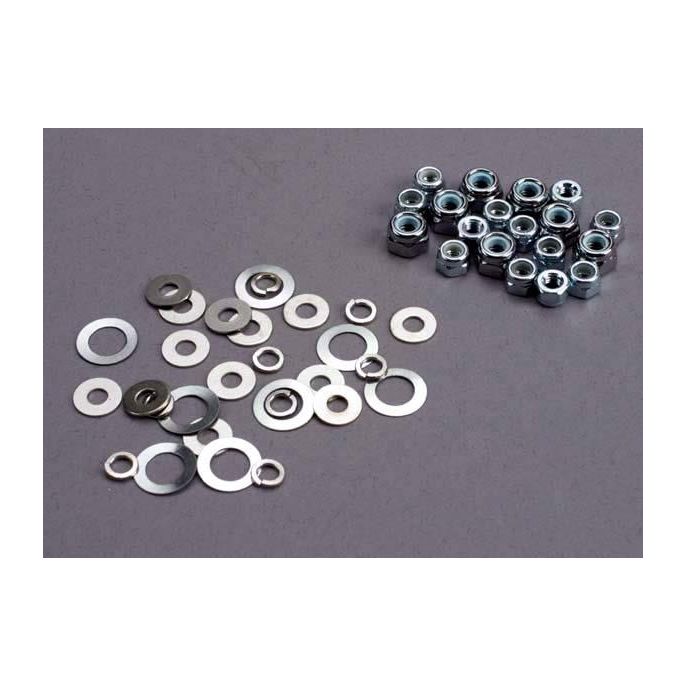 Nut set, lock nuts (3mm (11) and 4mm(7)) & washer set, TRX1252