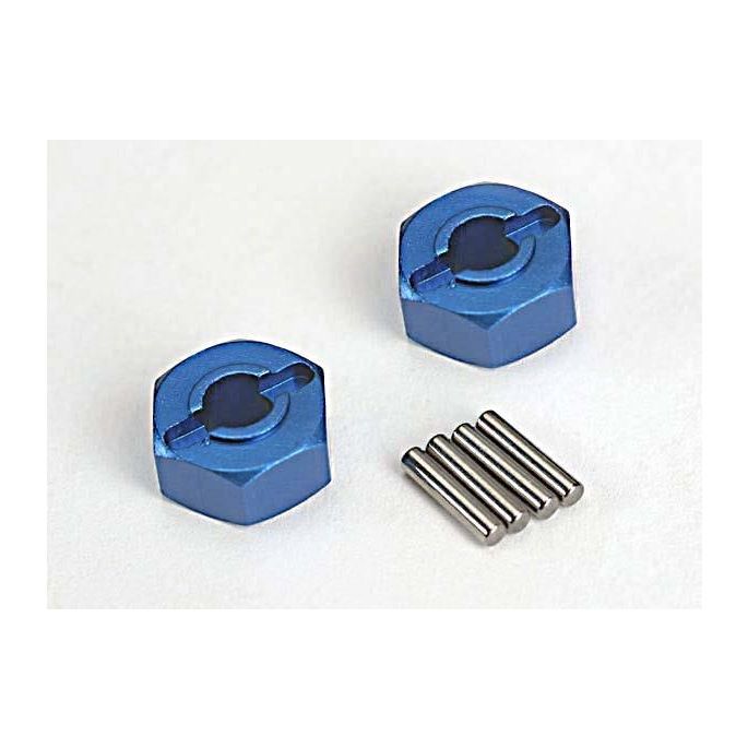 Wheel hubs, hex (blue-anodized, lightweight aluminum) (2)/ a, TRX1654X