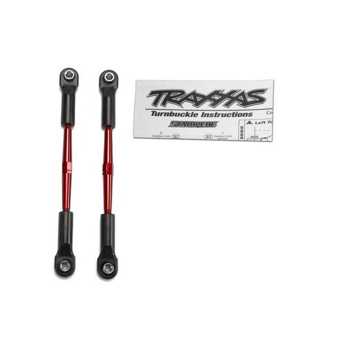 Turnbuckles, aluminum (red-anodized), toe links, 61mm (2)(as, TRX2336X