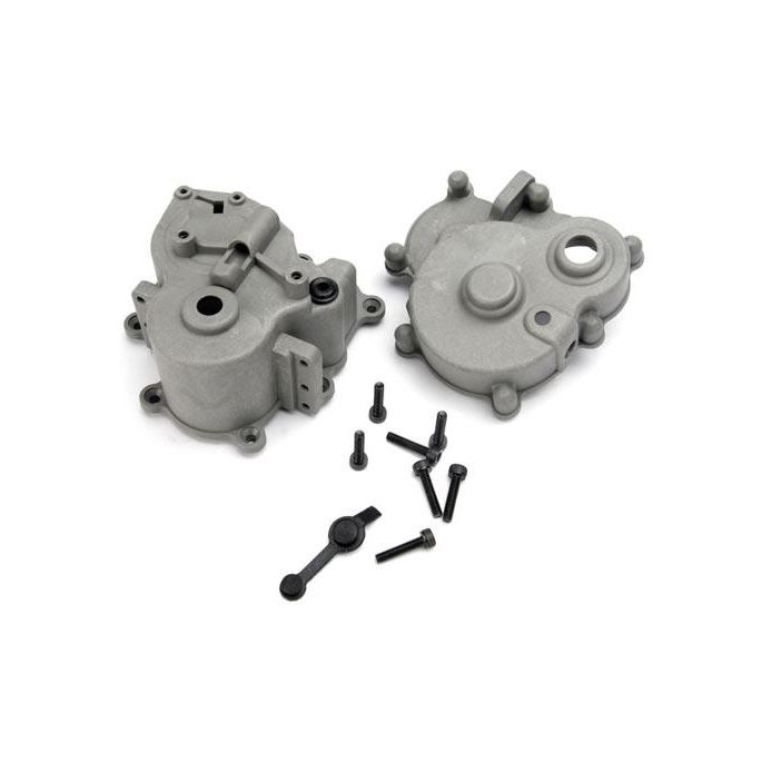 Gearbox halves (front & rear)/ rubber access plug/ shift det, TRX5181