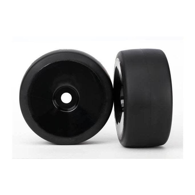 Tires & wheels, assembled, glued (black, dished wheels, slic, TRX6473