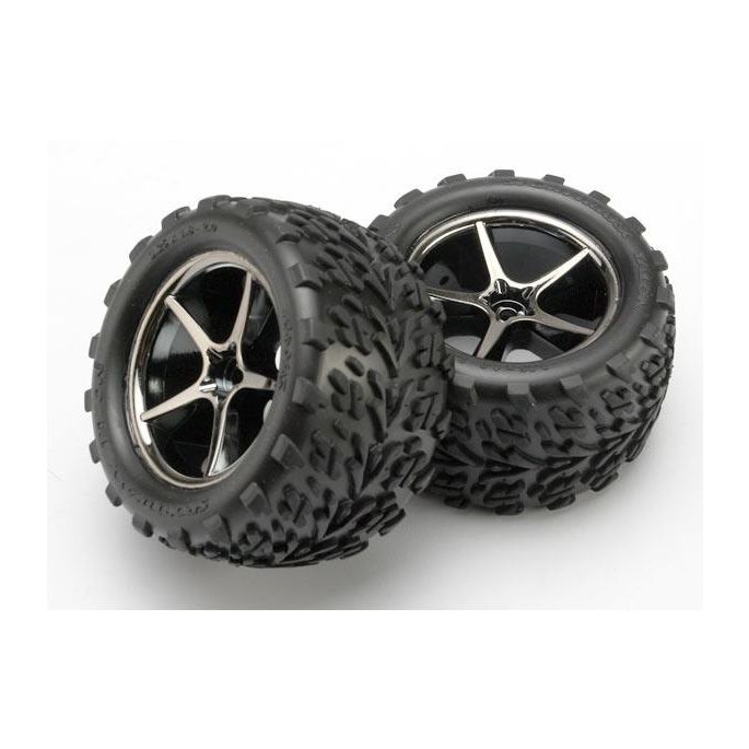 Tires and wheels, assembled, glued (Gemini black chrome whee, TRX7174A