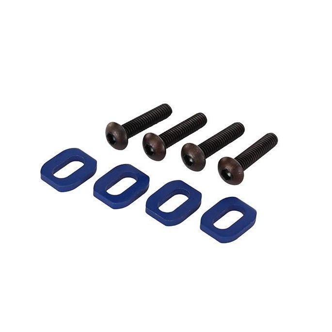 Washers, motor mount, aluminum (blue-anodized) (4)/ 4x18mm BCS (4)