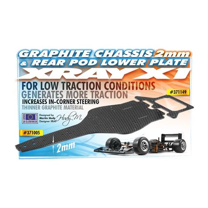 X1 GRAPHITE 2.0MM REAR POD LOWER PLATE, X371149