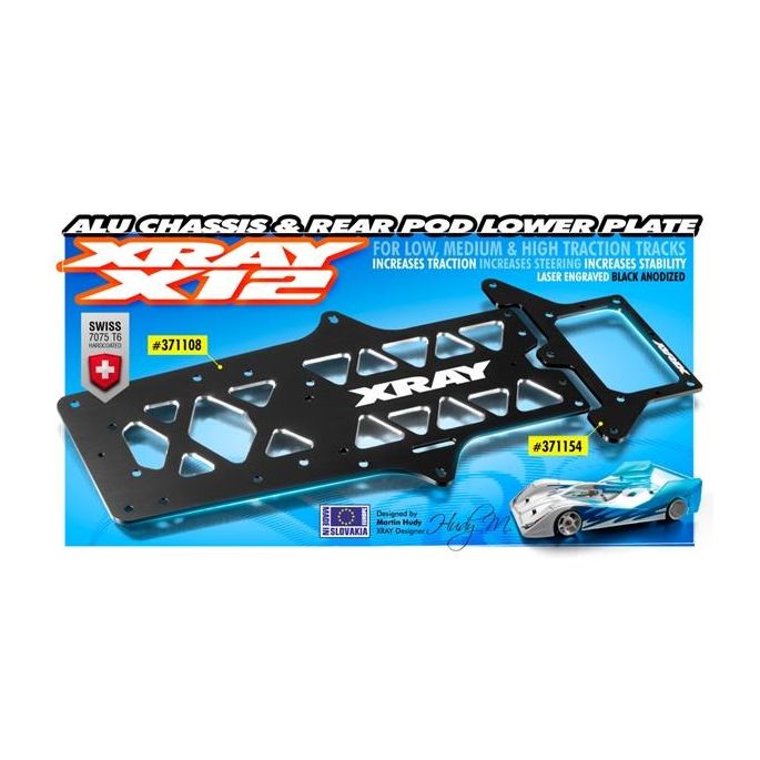 X12'17 ALU 2.0MM REAR POD LOWER PLATE - 7075 T6, X371154