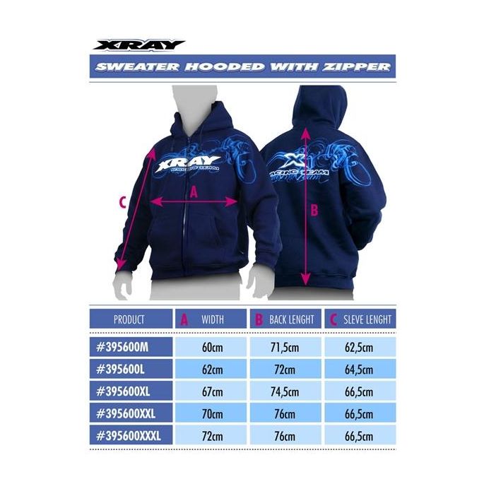 XRAY SWEATER HOODED WITH ZIPPER - BLUE (M), X395600M