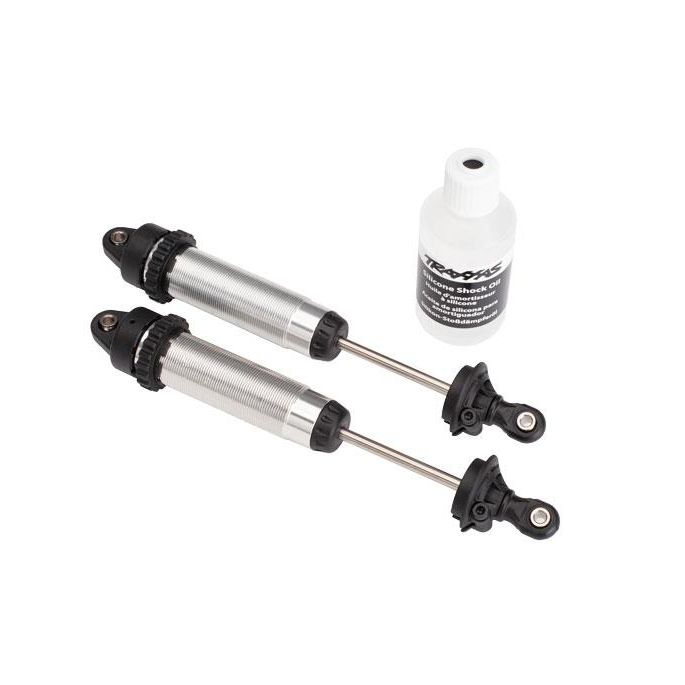 Shocks, GTR, 134mm, silver aluminum (fully assembled w/o springs) (front, thread