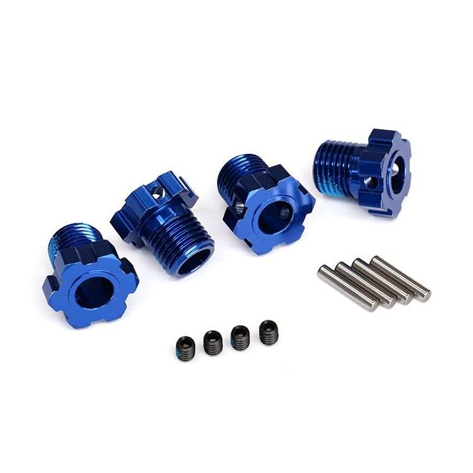 Wheel hubs, splined, 17mm (blue-anodized) (4)/ 4x5 GS (4), 3x14mm pin (4)