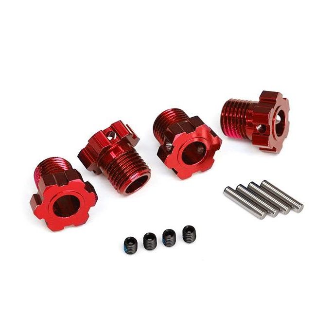 Wheel hubs, splined, 17mm (red-anodized) (4)/ 4x5 GS (4), 3x14mm pin (4)
