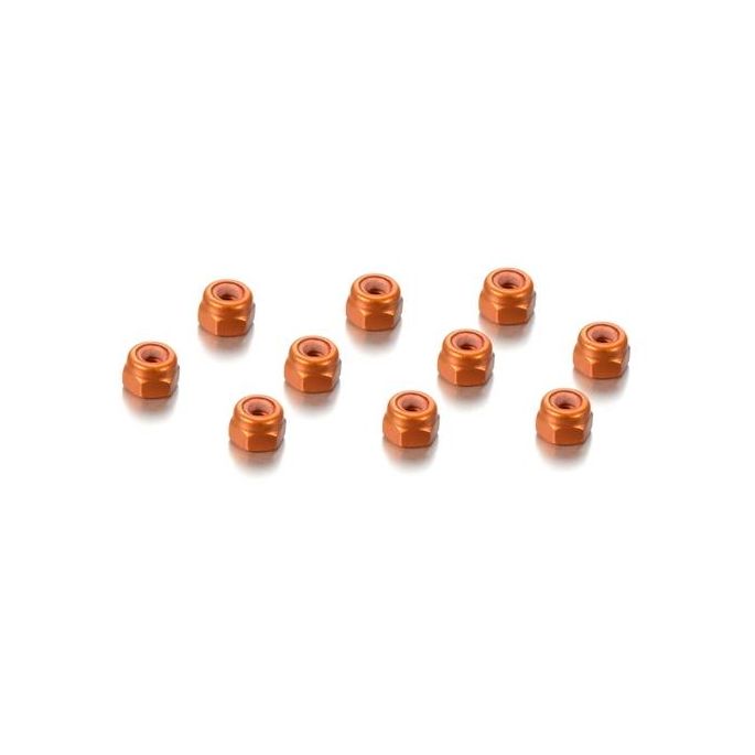 ALU NUT M3 - ORANGE (10), H296530-O