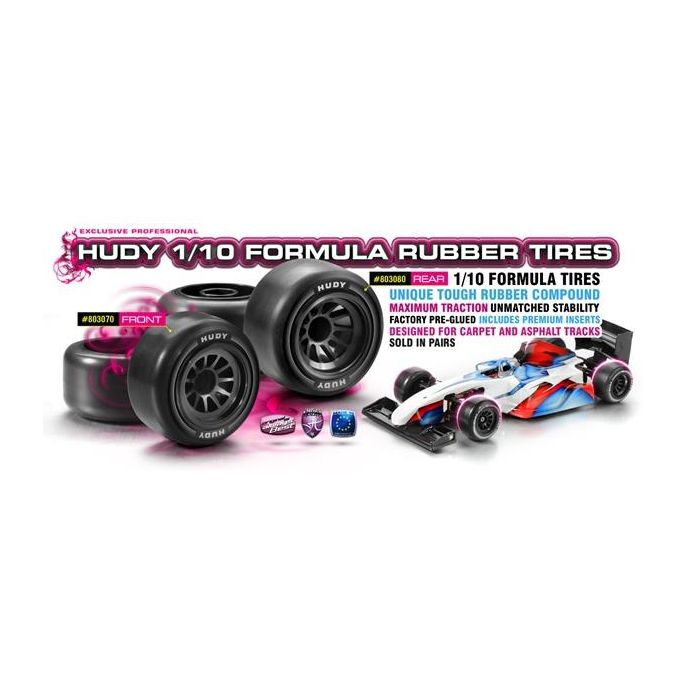 HUDY 1/10 FORMULA RUBBER TIRE - FRONT (2), H803070