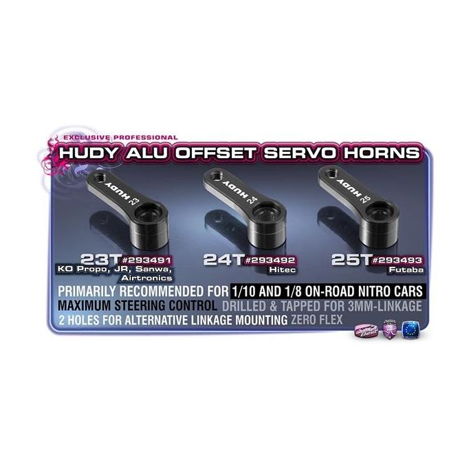 ALU SERVO HORN - KO PROPO, JR, SANWA, AIRTRONICS - OFFSET -, H293491