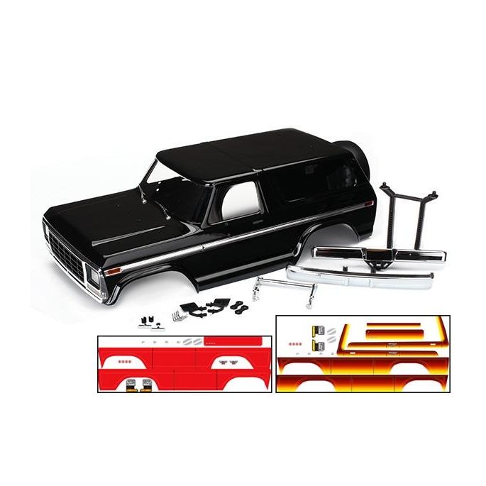 Body, Ford Bronco, complete (black) (includes front and rear bumpers, push bar,