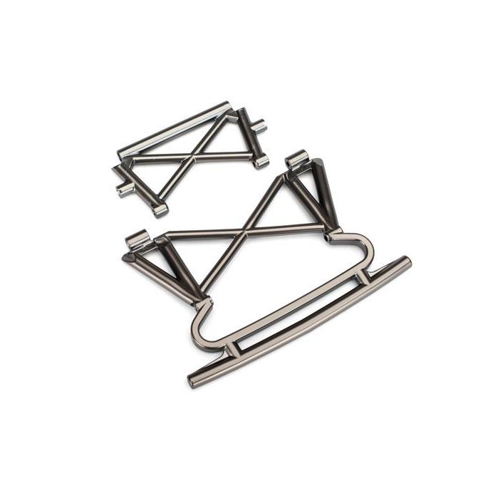 Bumper, front/ bumper support (satin black chrome-plated)