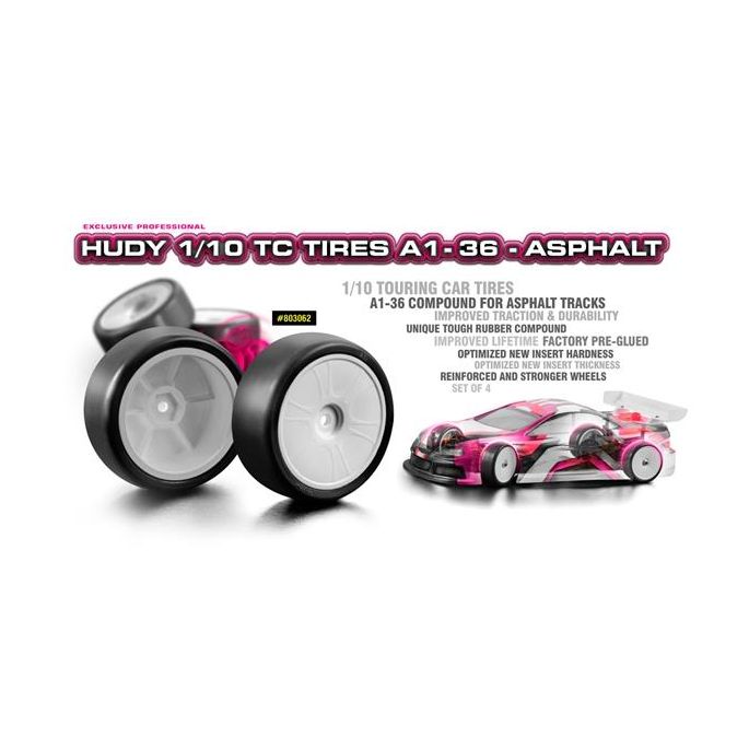 HUDY 1/10 TC TIRES A1-36 - ASPHALT (4)