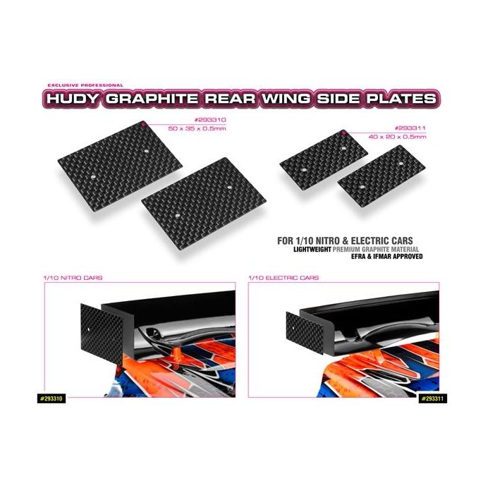 GRAPHITE REAR WING SIDE PLATE 0.5MM - 1/10 NITRO (2), H293310