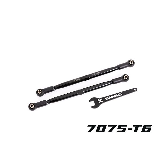 Toe links, front (TUBES black-anodized, 6061-T6 aluminum) (2) (for use with #7895 X-Maxx, WideMaxx, suspension kit)