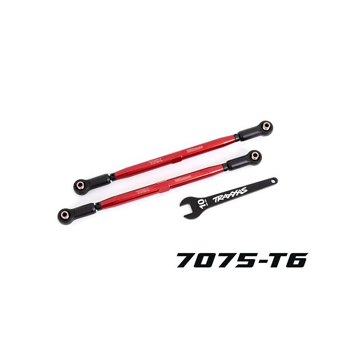 Toe links, front (TUBES red-anodized, 6061-T6 aluminum) (2) (for use with #7895 X-Maxx, WideMaxx, suspension kit)