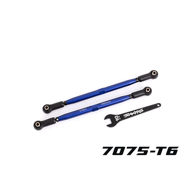 Toe links, front (TUBES blue-anodized, 6061-T6 aluminum) (2) (for use with #7895 X-Maxx, WideMaxx, suspension kit)